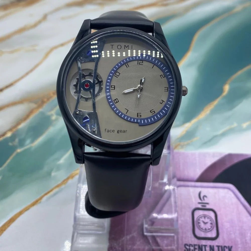TOMI Leather Strap Watch For Men