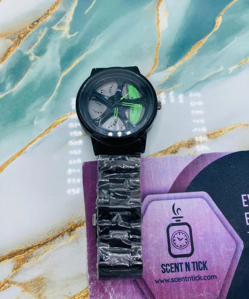 Rotating Wheel Rim Dial Watch for Men