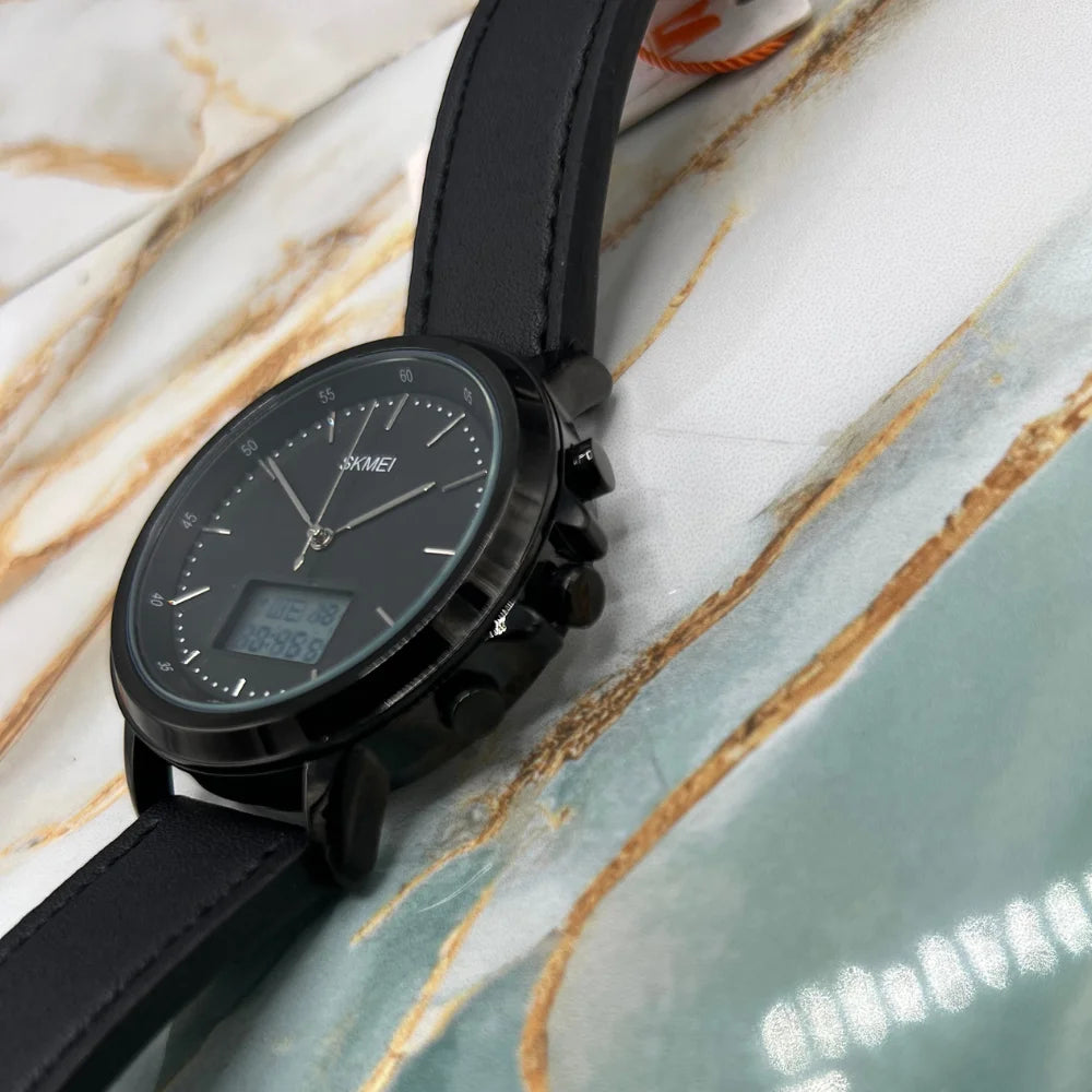 Skmei Hybrid Analog-Digital Men’s Watch | Black Sports Edition Watch