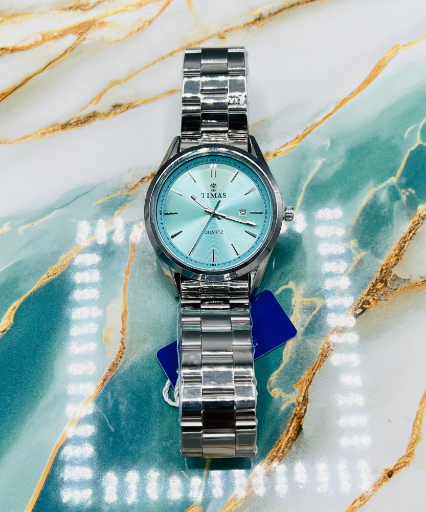 TMS Elegant Sky Blue Dial Men’s Watch | Stainless Steel Strap